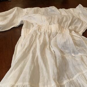Brand name 100%Linen white stunning open in front dress/ cover up.New condition